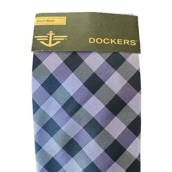 Dockers Neck Tie Purple Plaid Stripe NEW Office Career Night Out Hand Made - Picture 3 of 6